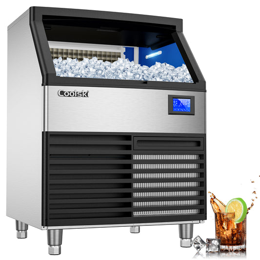 Coolski 26‘’ Commercial Ice Machine 320LBS/24H, Undercounter Ice Maker with Storage Bin, Stainless Steel