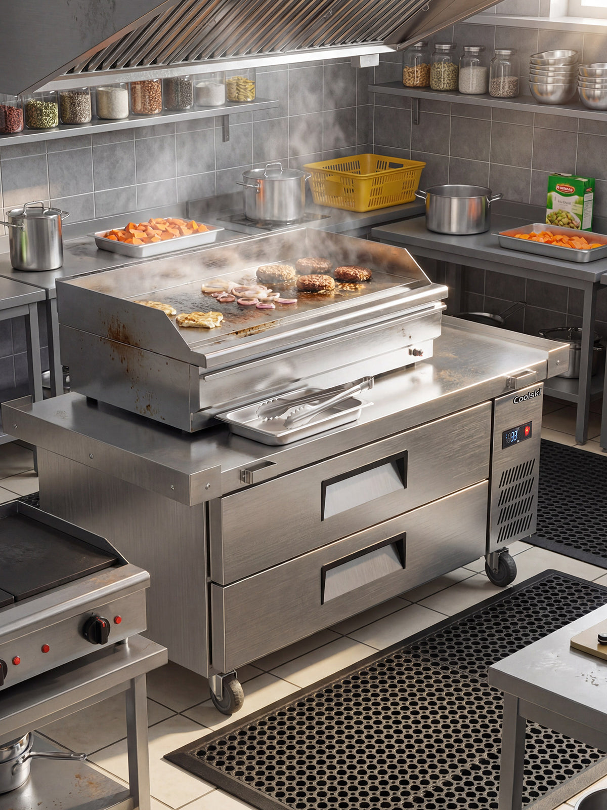 Coolski 60 in. 4.33 cu. ft. Commercial Chef Base Refrigerator with 2 Drawers in Stainless Steel