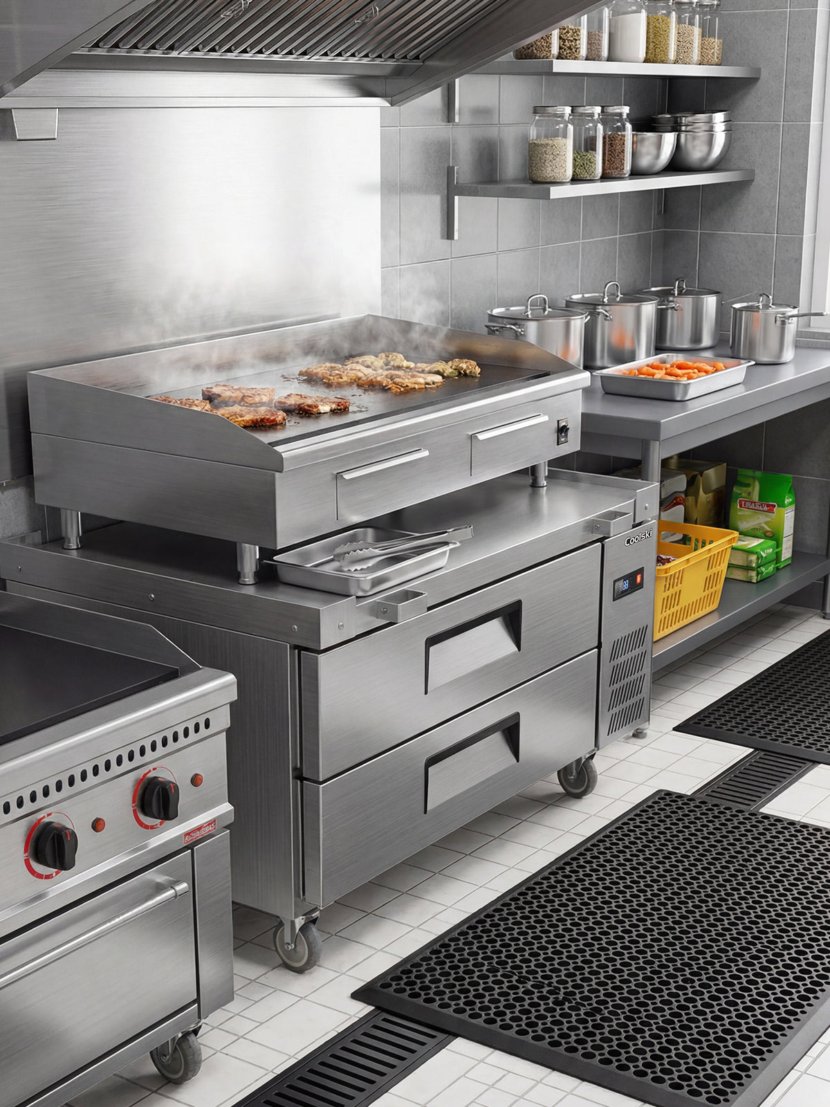 Coolski 48 in. 3.45 cu. ft. Commercial Chef Base Refrigerator with 2 Drawers in Stainless Steel