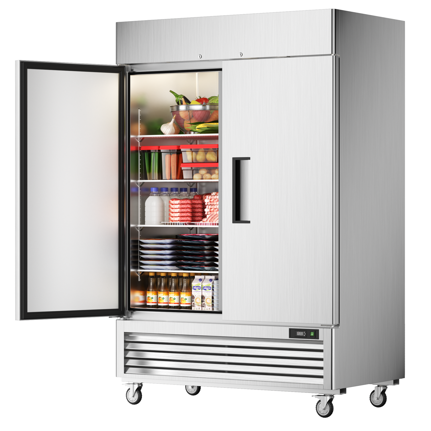 Coolski 54’’ W Commercial Freezer. Reach-in Upright Freezer with 49 Cu.Ft. Large Capacity, Stainless Steel NSF Certified