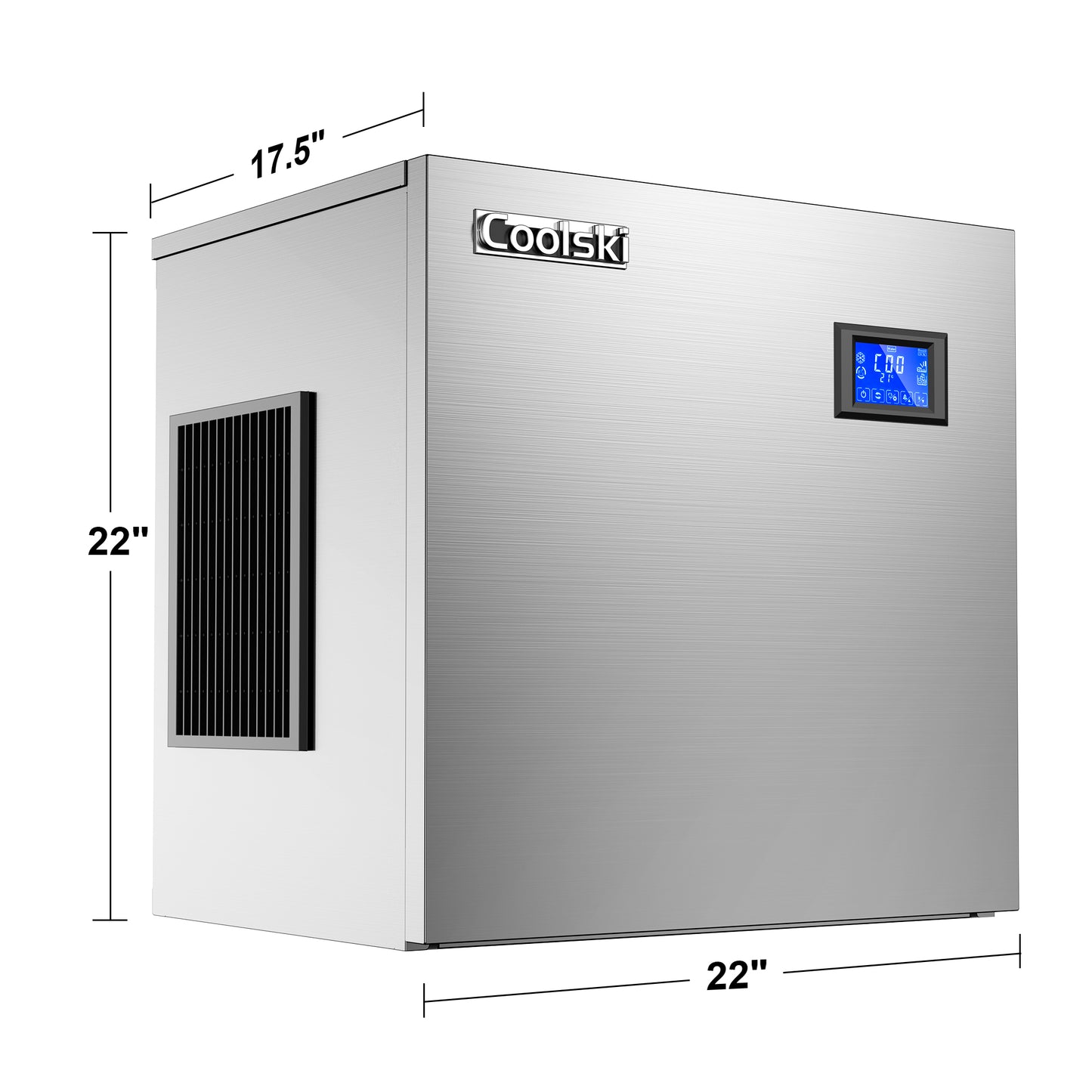 Coolski Top Portion of Coolski Commercial Ice Machine 350LBS/24H, Cube Ice Air Cooler Stainless Steel