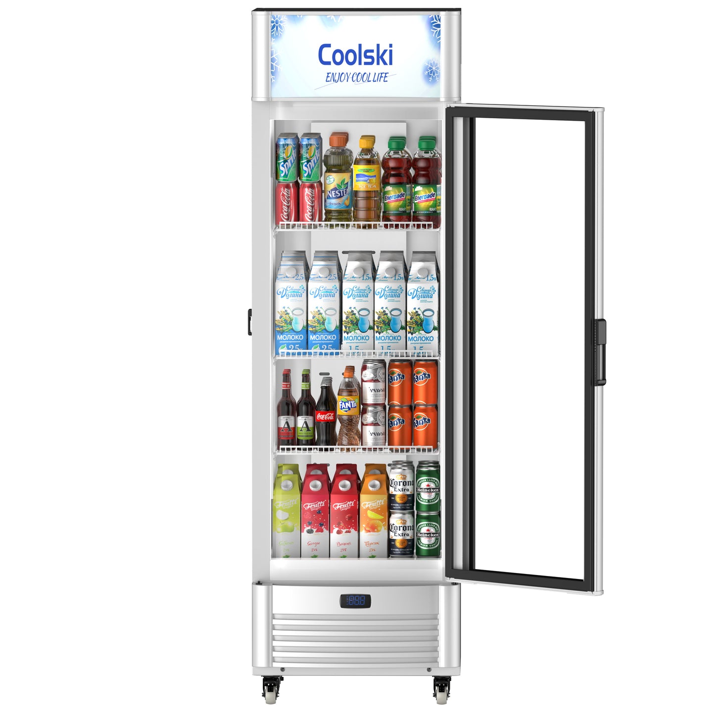 Commercial Glass Door Merchandiser Refrigerator, 6.5 cu ft Display Beverage Drink Fridge with LED Light Adjustable Shelves Lock Key for Home School Office, ETL Listed