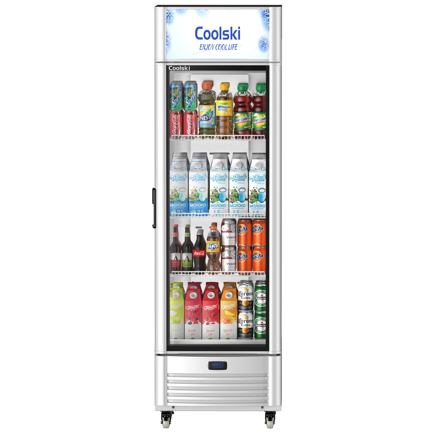 Commercial Glass Door Merchandiser Refrigerator, 6.5 cu ft Display Beverage Drink Fridge with LED Light Adjustable Shelves Lock Key for Home School Office, ETL Listed