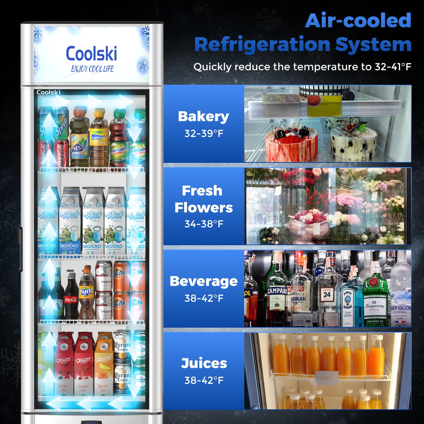 Commercial Glass Door Merchandiser Refrigerator, 6.5 cu ft Display Beverage Drink Fridge with LED Light Adjustable Shelves Lock Key for Home School Office, ETL Listed
