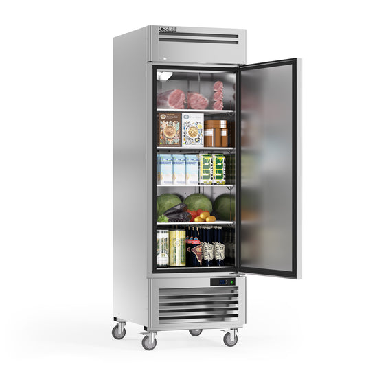 Coolski 27" W Commercial Refrigerator, 19.32 Cu.ft Single Solid Door Stainless Steel Reach-in Refrigerator