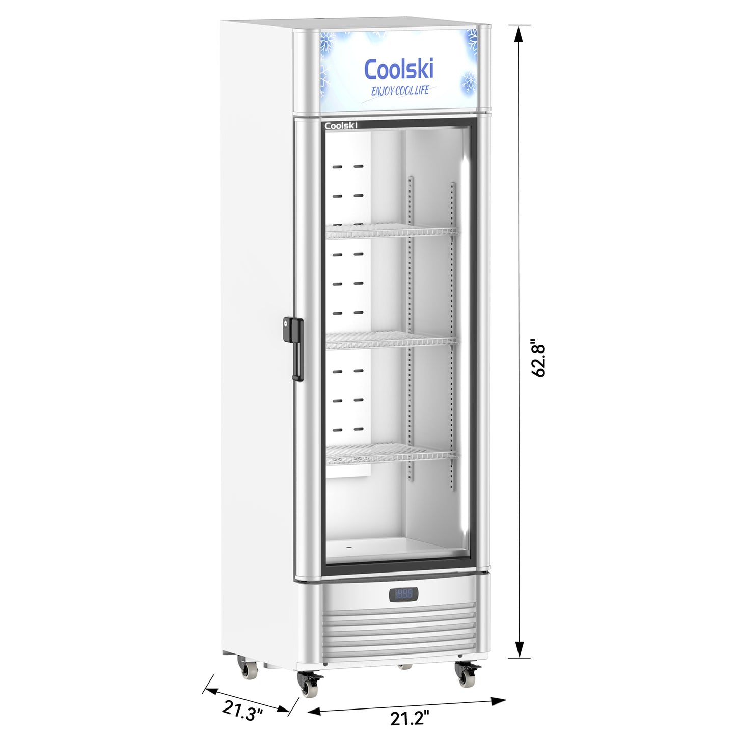Commercial Glass Door Merchandiser Refrigerator, 6.5 cu ft Display Beverage Drink Fridge with LED Light Adjustable Shelves Lock Key for Home School Office, ETL Listed