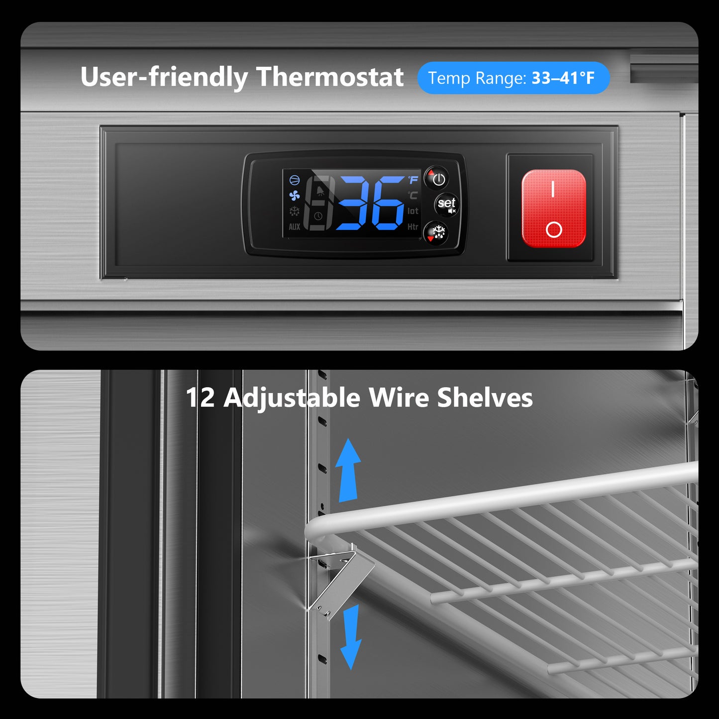 Coolski 82'' Commercial Refrigerator 3 Doors, Reach-In Refrigerator Fridge for Restaurants Bars Garages, Auto Defrost ETL NSF Approved