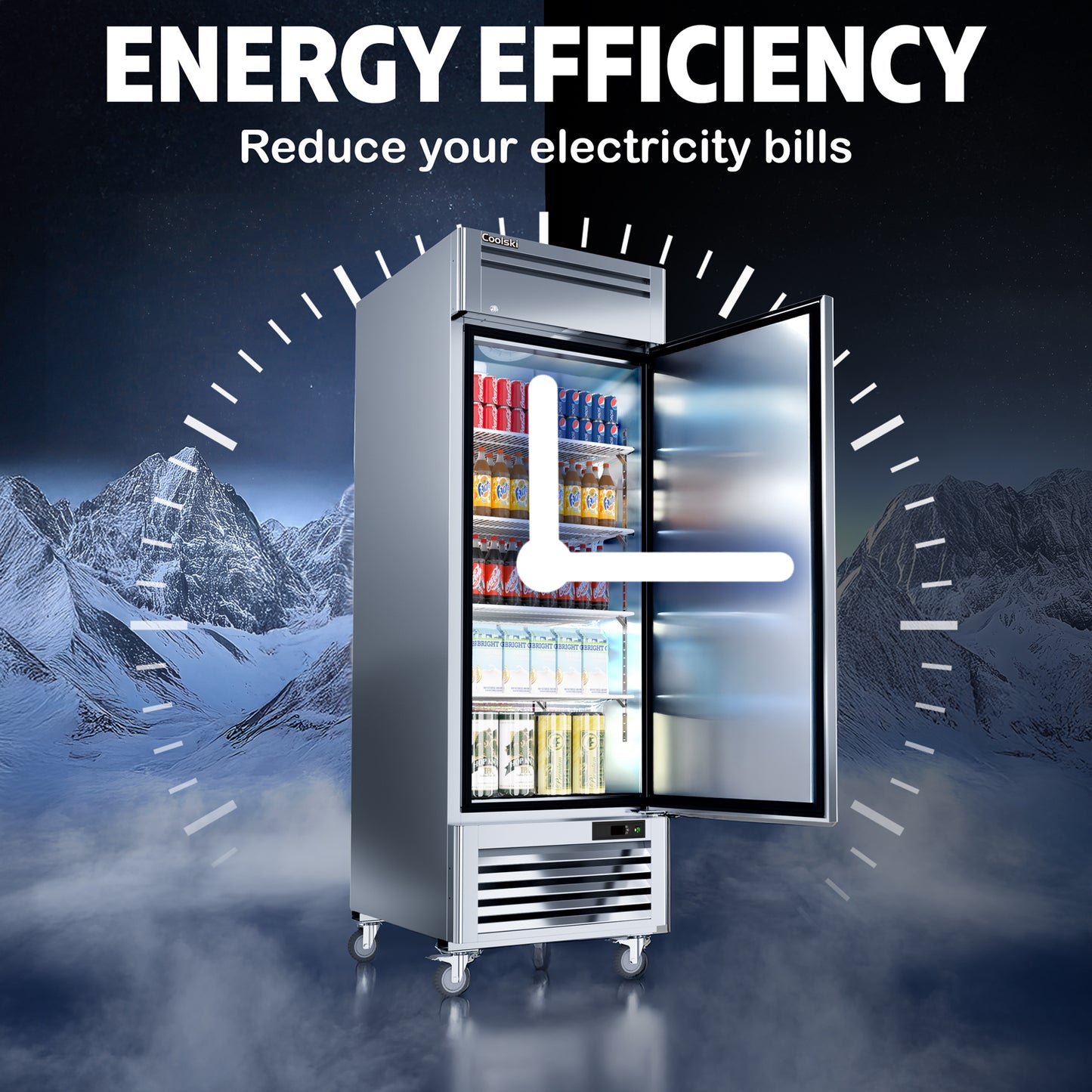Coolski 27" W Commercial Freezer, 19.32 Cu.ft Single Solid Door Stainless Steel Reach-in Freezer