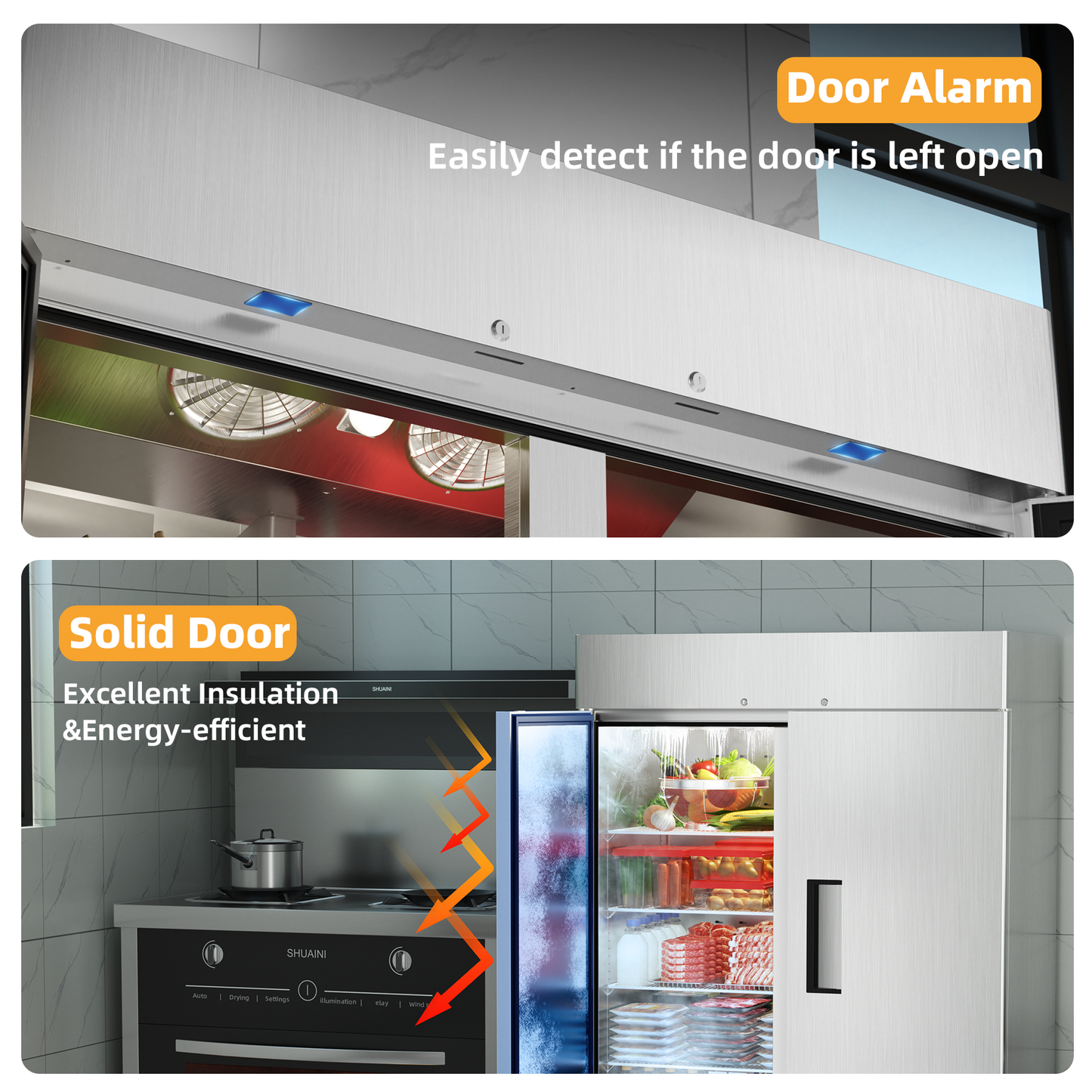 Coolski 54’’ W Commercial Freezer. Reach-in Upright Freezer with 49 Cu.Ft. Large Capacity, Stainless Steel NSF Certified