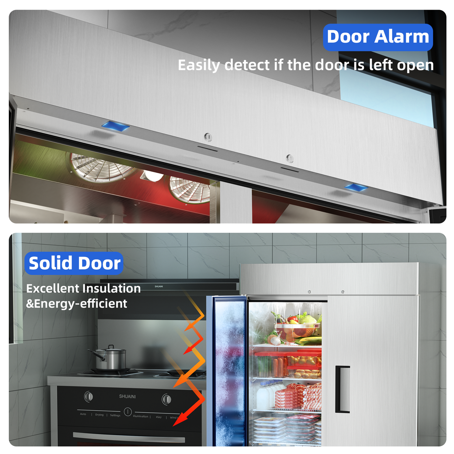 Coolski 54'' W Commercial Refrigerator, Reach-in Refrigerator with 49 Cu.Ft Capacity, Stainless Steel NSF Certified