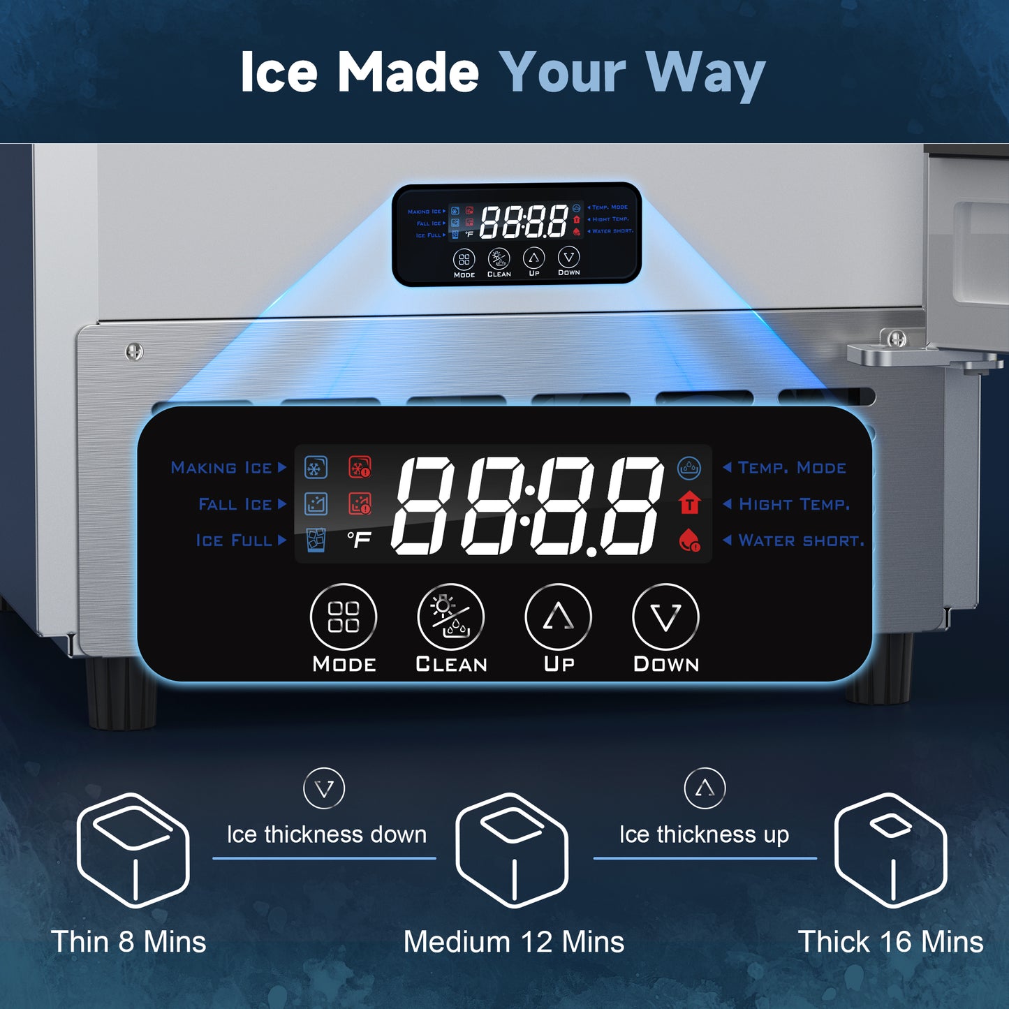Coolski 15" W Commercial Under Counter Ice Maker Machine, 80 Lbs/Day