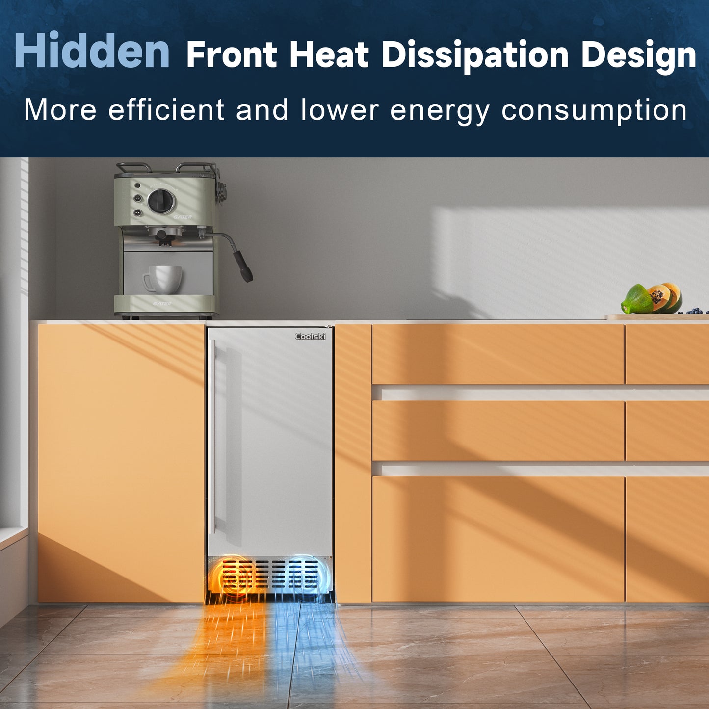 Coolski 15" W Commercial Under Counter Ice Maker Machine, 80 Lbs/Day