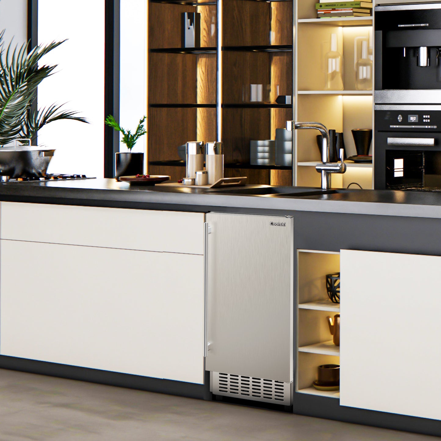 Coolski 15" W Commercial Under Counter Ice Maker Machine, 80 Lbs/Day