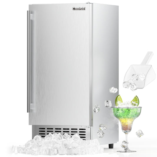 Coolski 15" W Commercial Under Counter Ice Maker Machine, 80 Lbs/Day