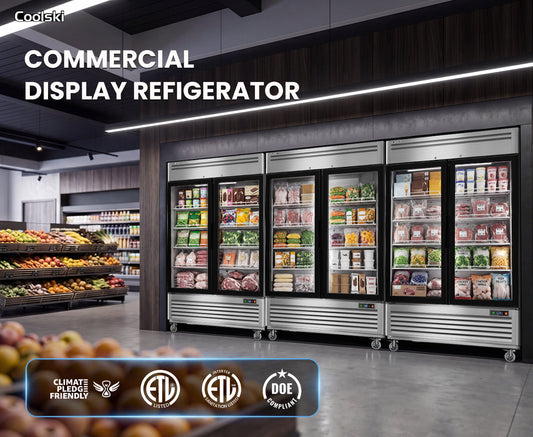 Coolski 54‑Inch Double Glass Door Commercial Display Freezer