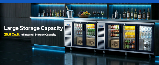 Coolski 72" 3 Glass Door Back Bar Cooler: High-Capacity Display Beverage Cooling Station