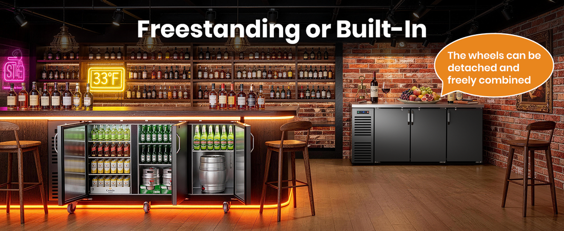 Coolski 72" Three-Door Back Bar Cooler: Large-Capacity Beverage Cooling Solution for Bar Service
