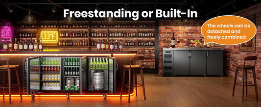 Coolski 72" Three-Door Back Bar Cooler: Large-Capacity Beverage Cooling Solution for Bar Service