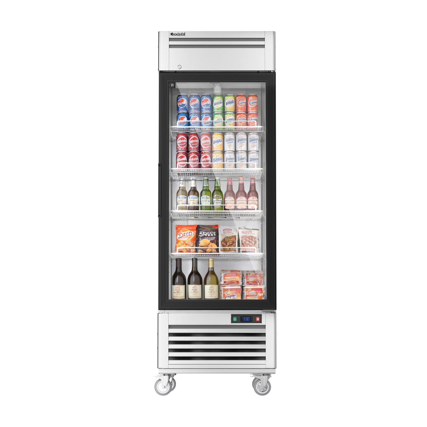 Coolski 27 in. 21.8 cu. ft. Commercial Display Refrigerator Merchandiser Beverage Cooler 1 Glass Door in Stainless Steel