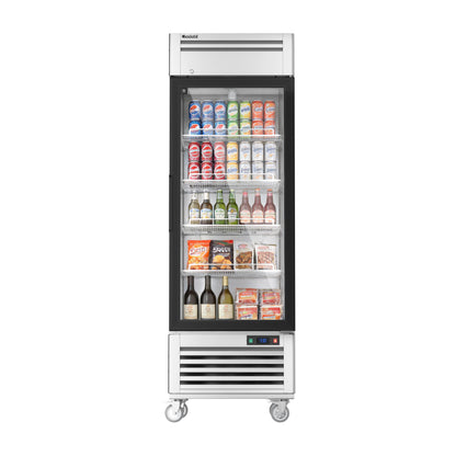 Coolski 27 in. 21.8 cu. ft. Commercial Display Refrigerator Merchandiser Beverage Cooler 1 Glass Door in Stainless Steel