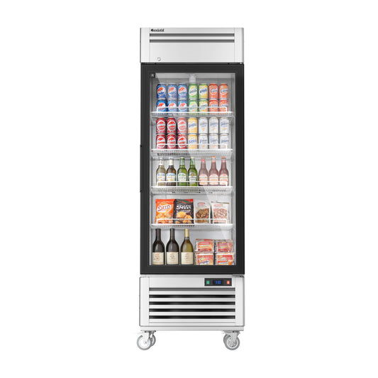 Coolski 27 in. 21.8 cu. ft. Commercial Display Refrigerator Merchandiser Beverage Cooler 1 Glass Door in Stainless Steel