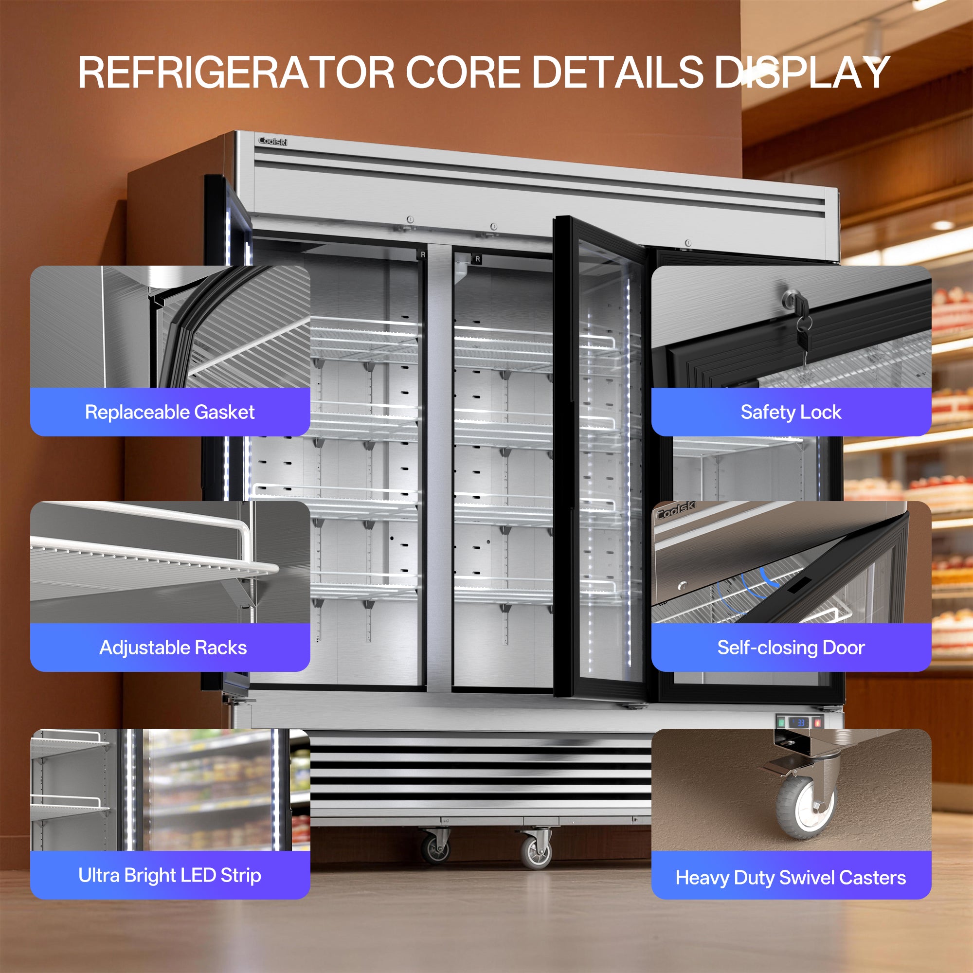 Coolski 82 in. 78.2 cu. ft. Commercial Display Refrigerator