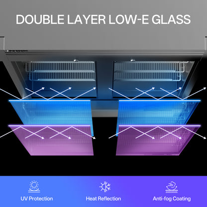 Coolski 40 in. 33.5 cu. ft. Commercial Display Refrigerator Merchandiser Beverage Cooler 2 Glass Door in Stainless Steel