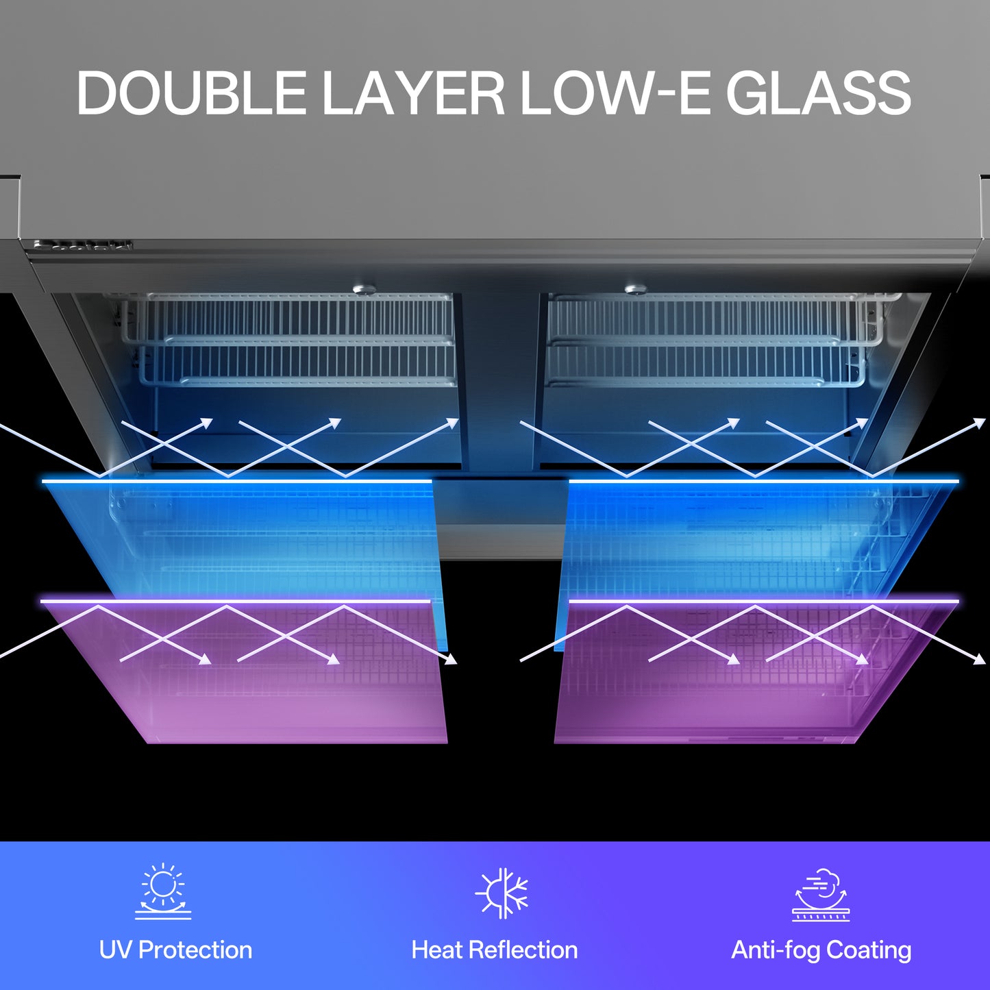 Coolski 40 in. 33.5 cu. ft. Auto / Cycle Defrost 2-Glass Door Commercial Reach In Display Upright Freezer in Stainless Steel