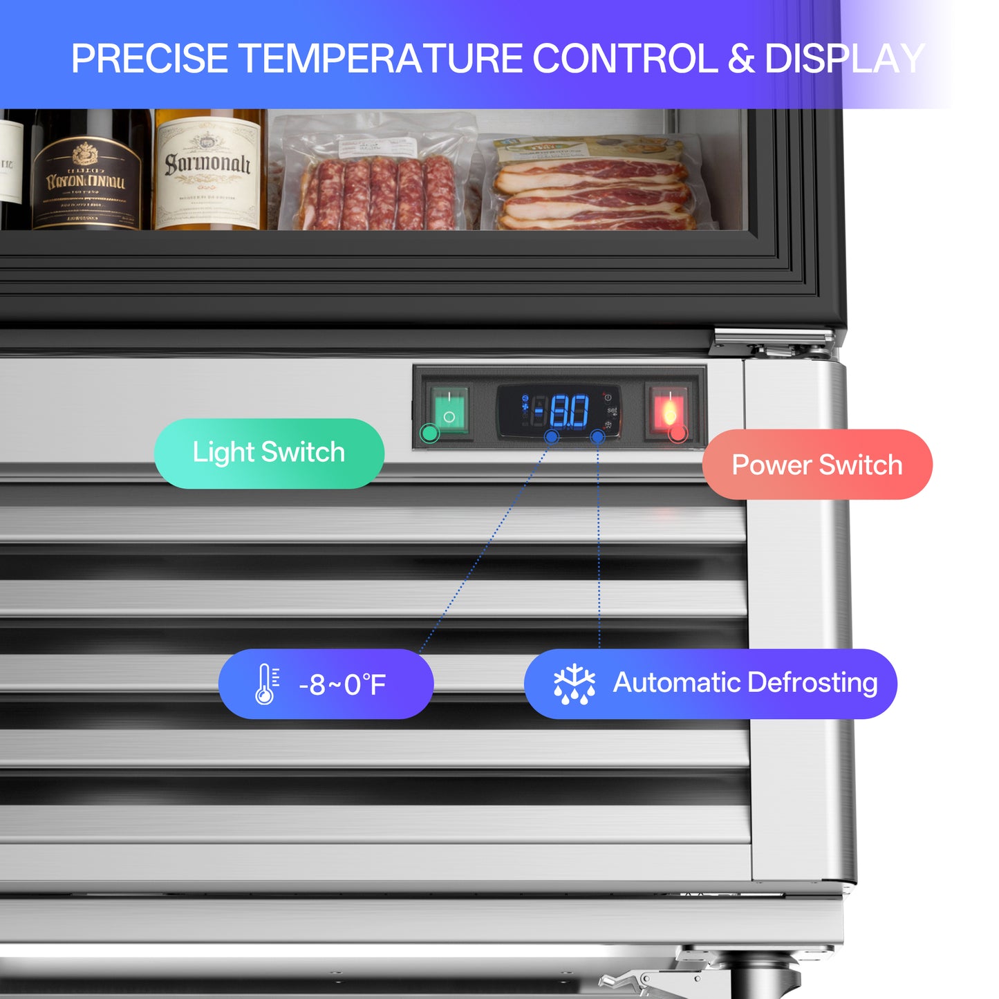 Coolski 54 in. 47.5 cu. ft. Auto / Cycle Defrost 2-Glass Door Commercial Reach In Display Upright Freezer in Stainless Steel