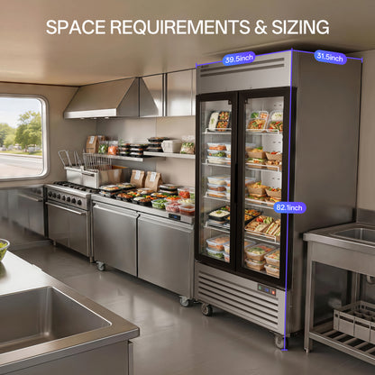 Coolski 40 in. 33.5 cu. ft. Commercial Display Refrigerator Merchandiser Beverage Cooler 2 Glass Door in Stainless Steel