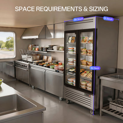 Coolski 40 in. 33.5 cu. ft. Auto / Cycle Defrost 2-Glass Door Commercial Reach In Display Upright Freezer in Stainless Steel