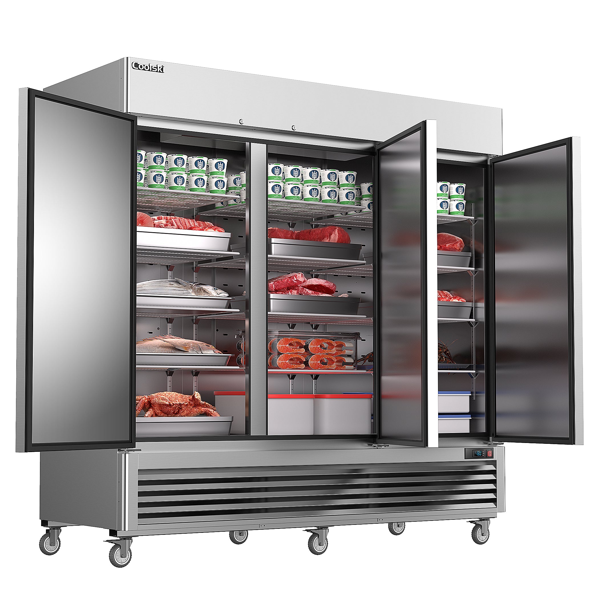 ギアルページ Coolski 82'' Commercial Freezer 3 Doors, Reach-In Upright Freezer