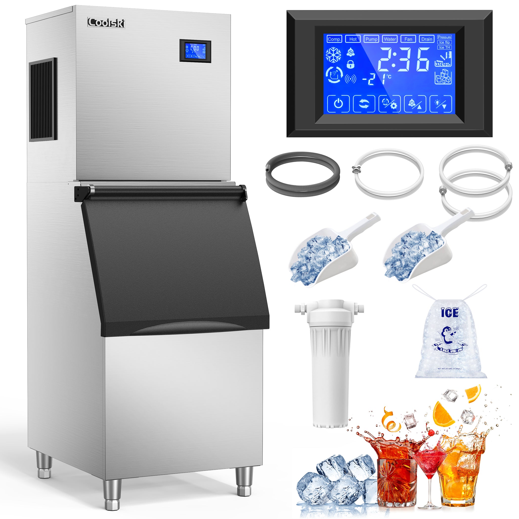 Coolski 22'' Commercial Ice Maker Machine 450LBS/24H - Coolski Ice  Machines, Engineered with Decades of Expertise for Your Daily High Demands.  – Coolski Official