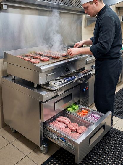 Coolski 36 in. 1.96 cu. ft. Commercial Chef Base Refrigerator with 2 Drawers in Stainless Steel