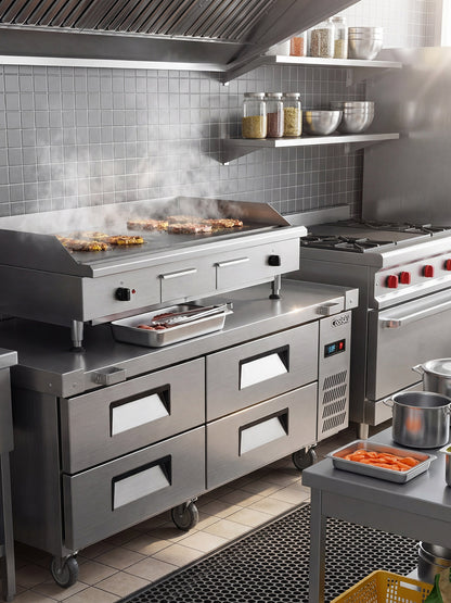 Coolski 72 in. 5.71 cu. ft. Commercial Chef Base Refrigerator with 4 Drawers in Stainless Steel