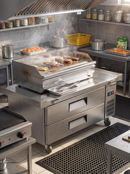 Coolski 60 in. 4.33 cu. ft. Commercial Chef Base Refrigerator with 2 Drawers in Stainless Steel