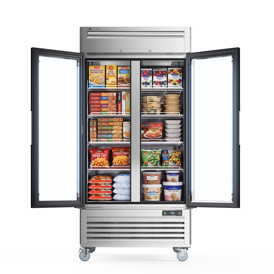 Coolski 40 in. 33.5 cu. ft. Auto / Cycle Defrost 2-Glass Door Commercial Reach In Display Upright Freezer in Stainless Steel