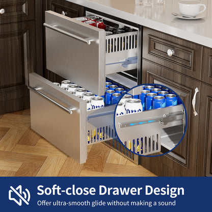 Coolski 24 Inch Under Counter Beverage Refrigerator Drawers