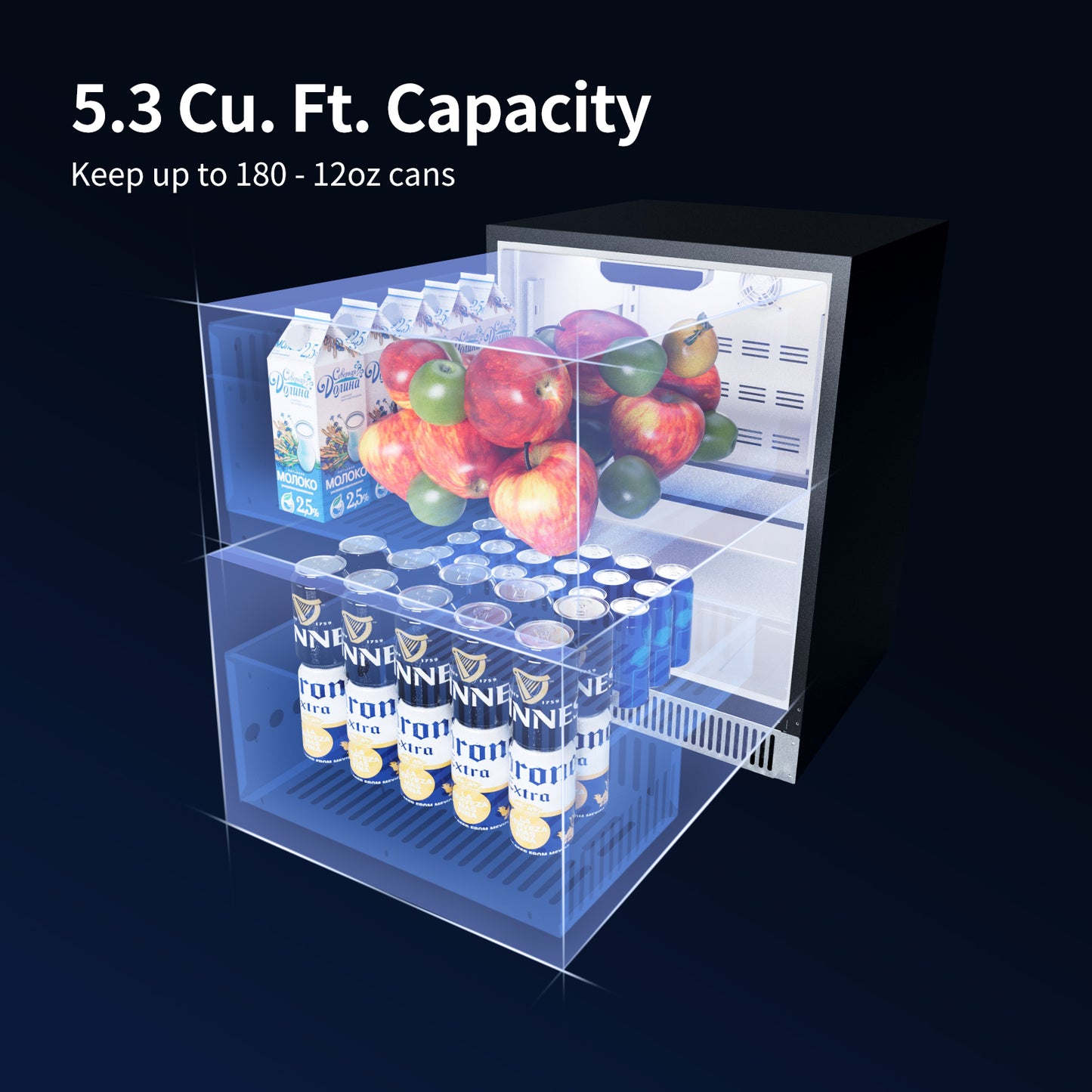 Coolski 24 Inch Under Counter Beverage Refrigerator Drawers