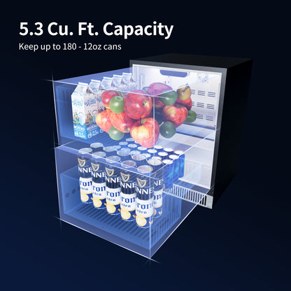 Coolski 24 Inch Under Counter Beverage Refrigerator Drawers