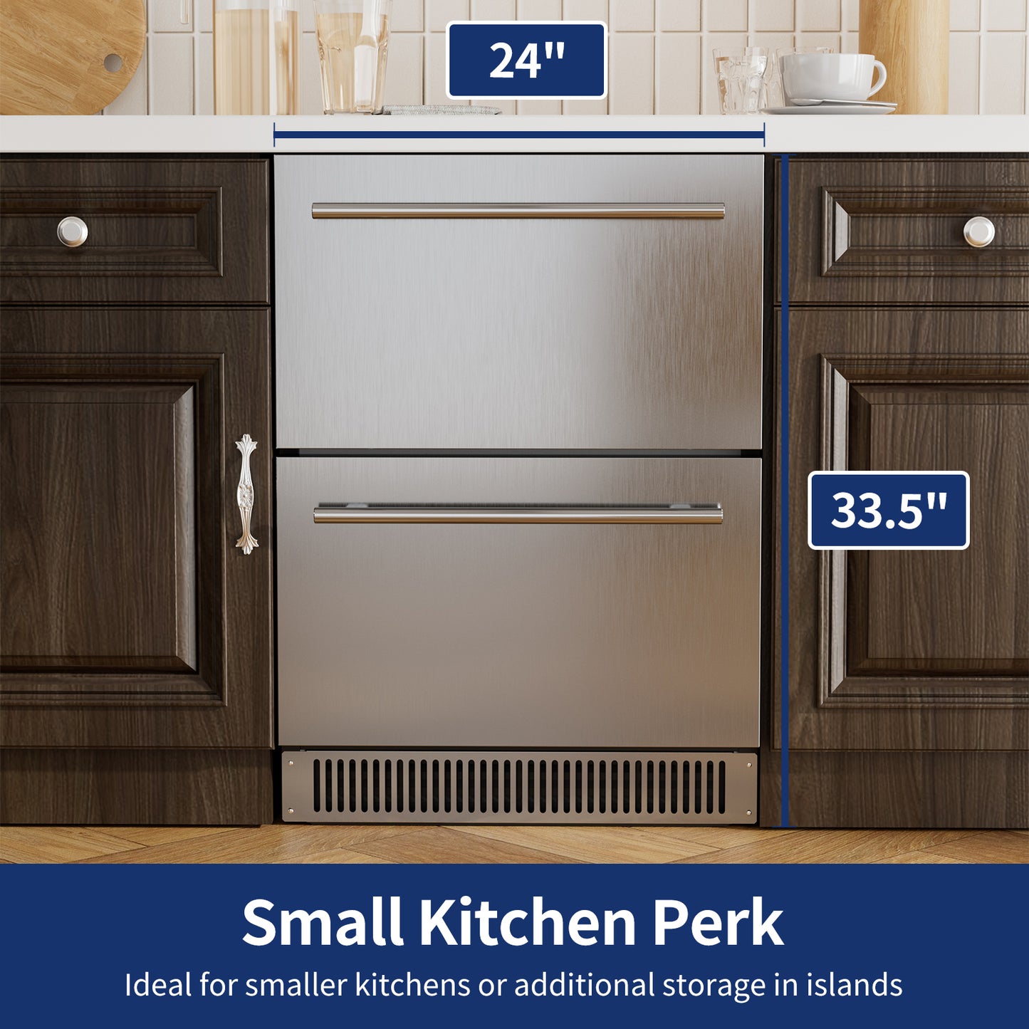 Coolski 24 Inch Under Counter Beverage Refrigerator Drawers
