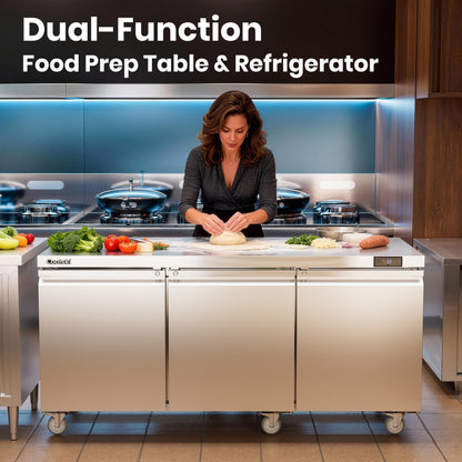 Coolski 72 in. Commercial Undercounter Refrigerator Sandwich & Salad Prep Table, 20.9 cu. ft. Stainless Steel Food Prep Station