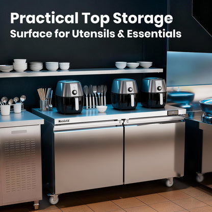 Coolski 60 in. Commercial Undercounter Refrigerator Sandwich & Salad Prep Table, 17.6 cu. ft. Stainless Steel Food Prep Station