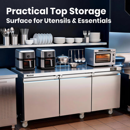 Coolski 72 in. Commercial Undercounter Refrigerator Sandwich & Salad Prep Table, 20.9 cu. ft. Stainless Steel Food Prep Station