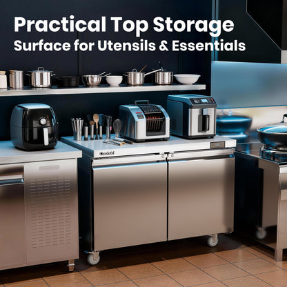 Coolski 48 in. Commercial Undercounter Refrigerator Sandwich & Salad Prep Table, 13.4 cu. ft. Stainless Steel Food Prep Station