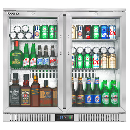 Coolski Back Bar Cooler Counter Height Beverage Refrigerator Stainless Steel