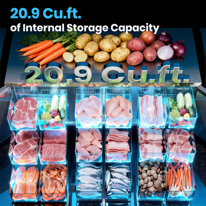 Coolski 72 in. Commercial Undercounter Refrigerator Sandwich & Salad Prep Table, 20.9 cu. ft. Stainless Steel Food Prep Station