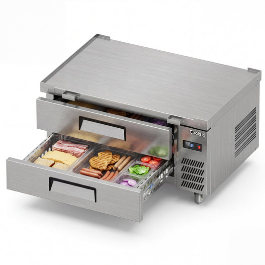 Coolski 48 in. 3.45 cu. ft. Commercial Chef Base Refrigerator with 2 Drawers in Stainless Steel