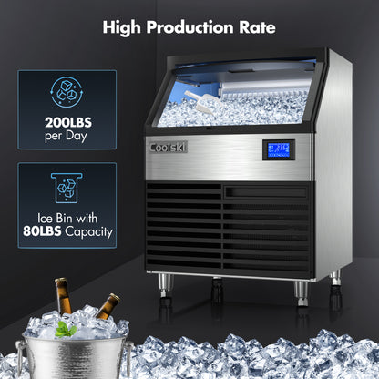 Coolski 26'' Undercounter Ice Machine 200LBS/24H