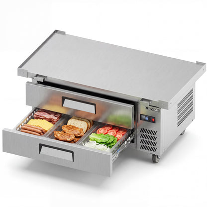 Coolski 60 in. 4.33 cu. ft. Commercial Chef Base Refrigerator with 2 Drawers in Stainless Steel